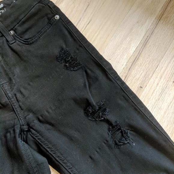 7 for all Mankind b(air) black ripped skinny - Picture 4 of 7